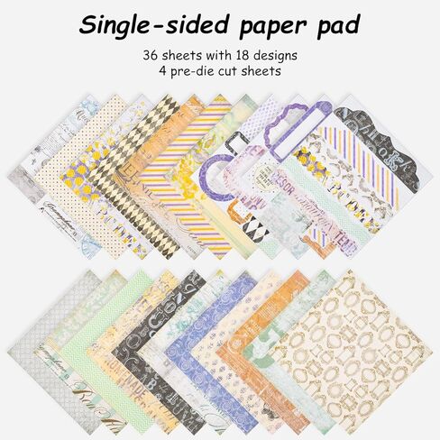 EAMOTOL الرجعية سكرابوكينغ ورقة الوسادة 7 "× 7"، 40 ورقة سوداء الأزهار منقوشة جانب واحد خلفية الزخرفية للحرف الكولاج اوريغامي مواد صناعة البطاقات هدية DIY ألبوم الصور in Kuwait