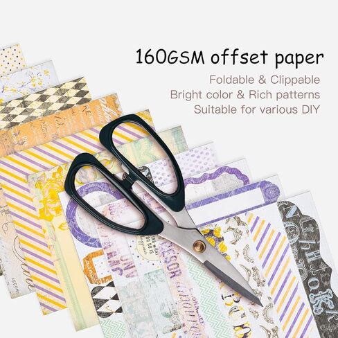 EAMOTOL الرجعية سكرابوكينغ ورقة الوسادة 7 "× 7"، 40 ورقة سوداء الأزهار منقوشة جانب واحد خلفية الزخرفية للحرف الكولاج اوريغامي مواد صناعة البطاقات هدية DIY ألبوم الصور in Kuwait