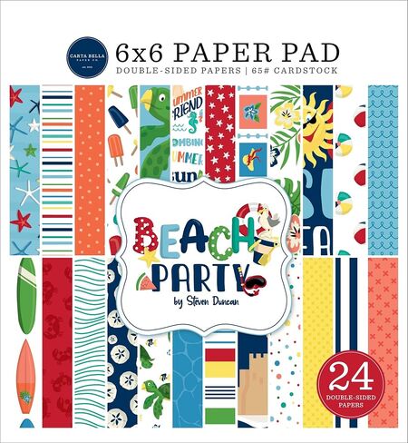 Carta Bella Double-Sided Paper Pad 6"X6" 24/Pkg-Beach Party, White in Kuwait
