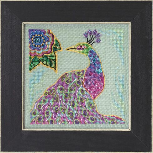 مجموعة غرز متقاطعة مطرزة بالطاووس من Mill Hill 2023 مجموعة Laurel Burch Birds LB302314 متعددة، 5 × 5 بوصات in Saudi Arabia
