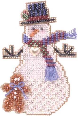 Mill Hill Gingerman Snow Charmer Beaded Counted Cross Stitch Ornament Snowman Kit Mill Hill 2003 Snow Charmers MHSC42 in Saudi Arabia