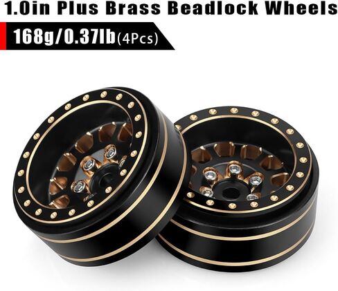 EPINON نحاس كامل 1.0 بوصة بالإضافة إلى عجلات Beadlock مجموعة حافة عجلة RC - 3.5 مم لـ TRX4M محوري SCX24 FMS FCX24 1/18 1/24 RC ملحقات ترقية السيارة الزاحفة (4 قطع ذهبي أسود) in Kuwait