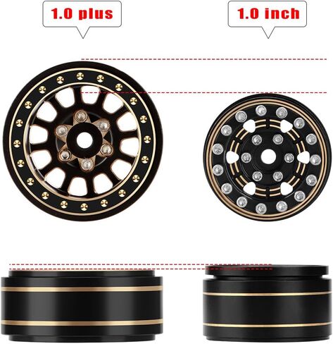 EPINON نحاس كامل 1.0 بوصة بالإضافة إلى عجلات Beadlock مجموعة حافة عجلة RC - 3.5 مم لـ TRX4M محوري SCX24 FMS FCX24 1/18 1/24 RC ملحقات ترقية السيارة الزاحفة (4 قطع ذهبي أسود) in Kuwait