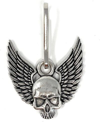 Bravo Bells - Skull Upwing Zipper Pull - Made in The USA in Saudi Arabia