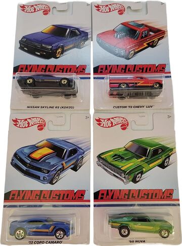 مجموعة سيارات Hot Wheels 2020 Flying Customs الحصرية مكونة من 4 مركبات مصبوبة بما في ذلك Nissan Skyline و68 Nova وCopo Camaro وCustom Luv in Saudi Arabia