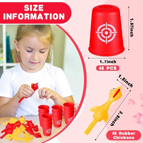 Leitee 96 Pcs Chicken Shooting Games Slingshot Chicken Rubber Chicken Flick Chicken with 48 Rubber Chicken Slingshot and 48 Dart Cups for Easter Christmas Halloween Birthday Party in Saudi Arabia