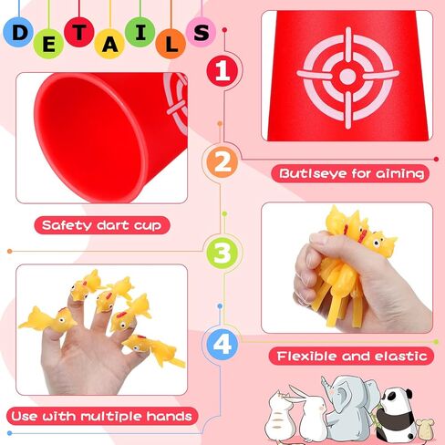Leitee 96 Pcs Chicken Shooting Games Slingshot Chicken Rubber Chicken Flick Chicken with 48 Rubber Chicken Slingshot and 48 Dart Cups for Easter Christmas Halloween Birthday Party in Saudi Arabia
