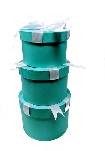 LACrafts Robins Egg Blue Nested Boxes - Set of 3 for Baby Shower, Weddings, and Birthdays (ROUND) in Kuwait