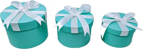 LACrafts Robins Egg Blue Nested Boxes - Set of 3 for Baby Shower, Weddings, and Birthdays (ROUND) in Kuwait