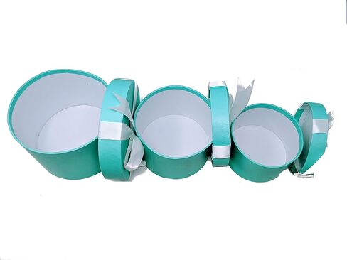 LACrafts Robins Egg Blue Nested Boxes - Set of 3 for Baby Shower, Weddings, and Birthdays (ROUND) in Kuwait