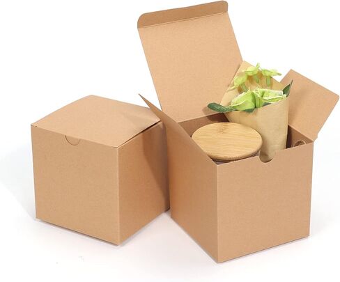 ZBEIVAN 4x4x4 Gift Box for Presents 100 Pack, Small Bridesmaid Proposal Gift Boxes with Lid for Wedding, Party Gift Wrapping,Brown in Saudi Arabia