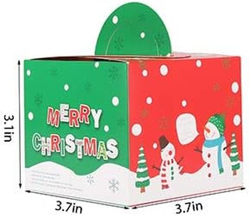 اوميروكين 24 قطعة من صناديق حلوى الكريسماس، صندوق ليلة الكريسماس، اكياس ورقية مع مقبض 3 الوان طباعة التعبئة والتغليف in Kuwait