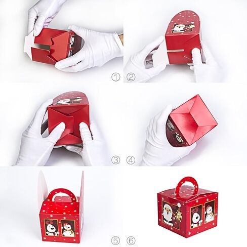 اوميروكين 24 قطعة من صناديق حلوى الكريسماس، صندوق ليلة الكريسماس، اكياس ورقية مع مقبض 3 الوان طباعة التعبئة والتغليف in Kuwait