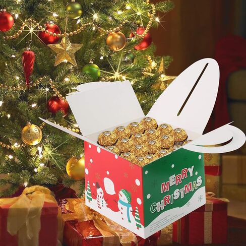 اوميروكين 24 قطعة من صناديق حلوى الكريسماس، صندوق ليلة الكريسماس، اكياس ورقية مع مقبض 3 الوان طباعة التعبئة والتغليف in Kuwait