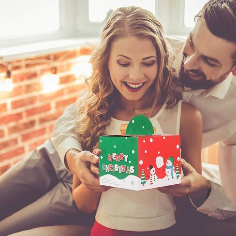 اوميروكين 24 قطعة من صناديق حلوى الكريسماس، صندوق ليلة الكريسماس، اكياس ورقية مع مقبض 3 الوان طباعة التعبئة والتغليف in Kuwait