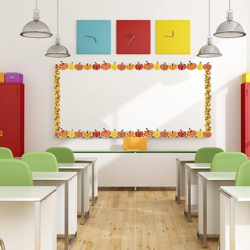 60 Pieces Thanksgiving Pumpkins Borders Acorns Maple Leaf Borders Autumn Board Borders Stickers Self-Adhesive Scalloped Borders for Classroom Birthday Baby Shower Thanksgiving Party Decorations in Kuwait
