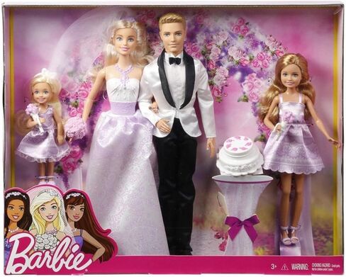 Barbie Wedding Set with Bride and Groom Dolls, Stacie, Chelsea and Accessories (Mattel DRJ88), Assorted Colour/Model in Saudi Arabia