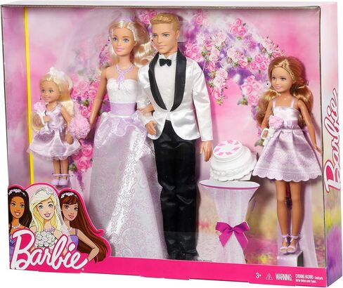 Barbie Wedding Set with Bride and Groom Dolls, Stacie, Chelsea and Accessories (Mattel DRJ88), Assorted Colour/Model in Saudi Arabia
