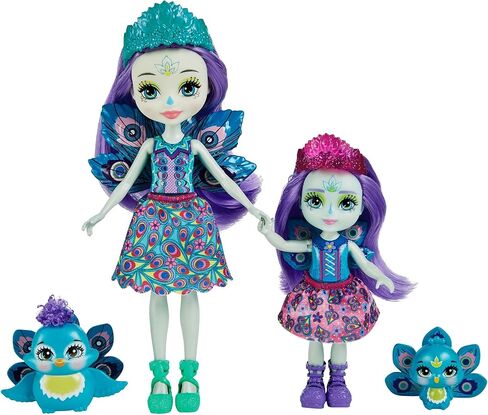 Enchantimals Patter & Piera Peacock Sister Dolls (6-in & 4-in) & 2 Animal Figures, Removable Skirt and Accessories, Great Gift for Kids Ages 3Y+ in Kuwait