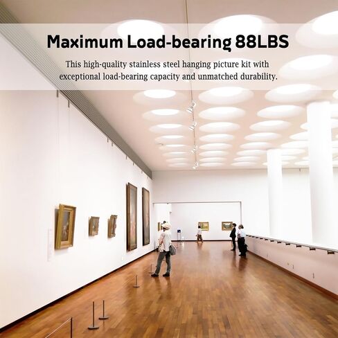 Picture Hanging Kit - 6 Pack Heavy Duty 88 lbs Picture Wire Hangers with Rail Hooks, Stainless Steel Frame Hanger Wire Hardware, Flexible Adjustable & No Wall Damage, 39.37'' L for Art in Kuwait