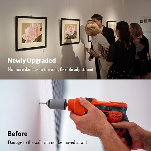 Picture Hanging Kit - 6 Pack Heavy Duty 88 lbs Picture Wire Hangers with Rail Hooks, Stainless Steel Frame Hanger Wire Hardware, Flexible Adjustable & No Wall Damage, 39.37'' L for Art in Kuwait