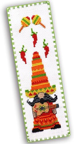 Cactus Mexicano Counted Cross Stitch Bookmark Kit for Adults - DIY Embroidery Book Marker Set with Paper Pattern, 16 Count Aida Canvas and Pre-Sorted Floss in Kuwait