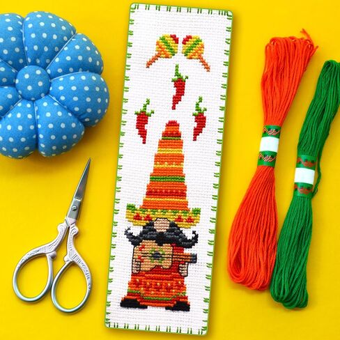 Cactus Mexicano Counted Cross Stitch Bookmark Kit for Adults - DIY Embroidery Book Marker Set with Paper Pattern, 16 Count Aida Canvas and Pre-Sorted Floss in Kuwait
