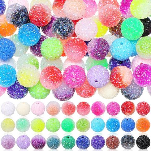 XunYee 160 Pcs 20mm Rhinestone Beads Bulk Mixed Round Disco Ball Beads Crystal Resin Rhinestone 20mm Beads for Beadable Pens DIY Bracelet Necklace Earring Jewelry Making, 30 Colors in Saudi Arabia