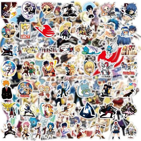 عبوة من 50 ستيكر لاصق فيري تيل، حجم مثالي، مادة الفينيل، ملصقات فينيل مقاومة للماء بتصميم انيمي ياباني، رائعة للجيتار والنوت بوك ولوح التزلج والحافظات والدراجات النارية، مثالية للاطفال in Kuwait