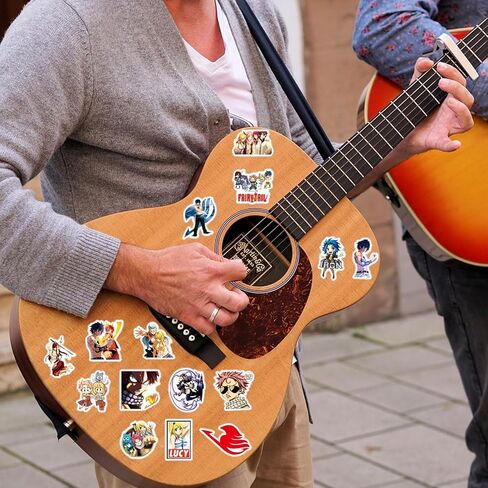 عبوة من 50 ستيكر لاصق فيري تيل، حجم مثالي، مادة الفينيل، ملصقات فينيل مقاومة للماء بتصميم انيمي ياباني، رائعة للجيتار والنوت بوك ولوح التزلج والحافظات والدراجات النارية، مثالية للاطفال in Kuwait