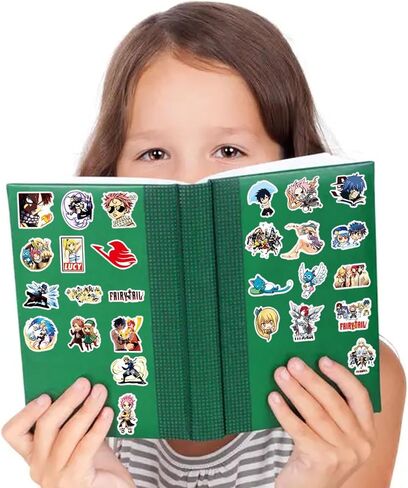 عبوة من 50 ستيكر لاصق فيري تيل، حجم مثالي، مادة الفينيل، ملصقات فينيل مقاومة للماء بتصميم انيمي ياباني، رائعة للجيتار والنوت بوك ولوح التزلج والحافظات والدراجات النارية، مثالية للاطفال in Kuwait