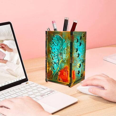 FineInno Lantern Resin Mold Hollow Pen Holder Silicone Molds for DIY Epoxy Candle Holder Jewelry Container Box Home Decor in Kuwait