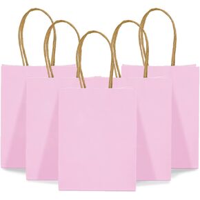 DjinnGlory 60 Pack Mini Purple Paper Gift Bags with Handles 6.3 x 4.7 x 2.75 Inch Tiny Lavender Bags for Easter Birthday Wedding Baby Shower Party Favors Goodies, Small Merchandise Kraft Bags
