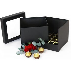 UNIKPACKAGING صندوق مفاجآت مربع للهدايا وتنسيقات الزهور، 7.3*7.3*6.1 بوصة لترتيبات الهدايا الفاخرة باللون الأبيض in Saudi Arabia