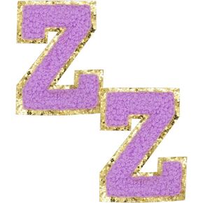 2 PCS 2.4 Inches Chenille Letter Patches, Iron on Letters for Fabric Clothing/Hat/Bag, A-Z Varsity Letters Iron on Patches - Blue, Letter S