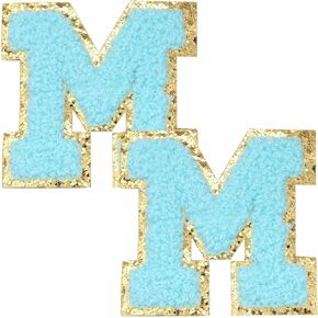 2 PCS 2.4 Inches Chenille Letter Patches, Iron on Letters for Fabric Clothing/Hat/Bag, A-Z Varsity Letters Iron on Patches - Blue, Letter S in Saudi Arabia