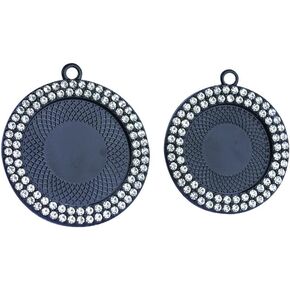 SAUNUCHI 10pcs 25mm 30mm Rhinestone Bezel Pendant Trays Roud Cabochon Necklace Blank Base Settings for Jewelry Making (25mm, black)