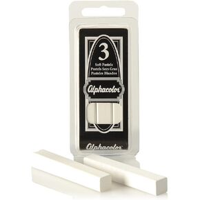 Derwent Alphacolor Round Soft Pastels, White, 3 Pastels per Pack (105W)