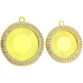 SAUNUCHI 10pcs 25mm 30mm Rhinestone Bezel Pendant Trays Roud Cabochon Necklace Blank Base Settings for Jewelry Making (25mm, black) in Kuwait