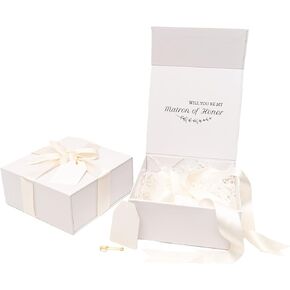 Ellen J Creations Matron of Honor Proposal Box Set for Matron of Honor Gifts with Accessories, Bridesmaid Proposal Box, Matron of Honor Box 8"x8"x3.5 - Gifts not Included in Saudi Arabia