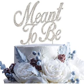 Bling Rhinestone Crystal Meant To Be Cake Topper - Best Wedding Anniversary Party Decorations Supplies Silver