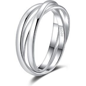 حلقات دوارة من SILBERTALE للقلق من الفضة الإسترلينية عيار 925 ثلاثية متشابكة مضادة للتململ والقلق خواتم إصبع الإبهام للنساء مقاس 2.5-3.5 in Kuwait