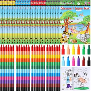 Teling 24 Pcs Stacking Crayons with 24 Pcs Jungle Safari Animals Coloring Books Small Activity Books for Forest Animals Birthday Goodie Bags Gift Filler Classroom Party Favors Supplies in Saudi Arabia