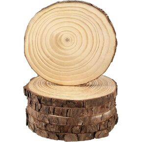 JEUIHAU 6 PCS 7.9-9.8 Inches Natural Unfinished Wood Slices, Round Wooden Tree Bark Discs, Wooden Circles for DIY Crafts, Christmas, Rustic Wedding Ornaments