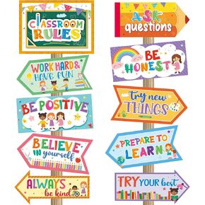 Epakh 20 Pcs Classroom Rules Posters Classroom Bulletin Board Decorations Positive Good Habits Manners Chart Class Rule Sign for Kindergarten Preschool Primary Middle High School Expectations Poster in Saudi Arabia