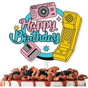 الذهب بريق الرجعية راديو عيد ميلاد سعيد كعكة توبر الرجعية إرتداد 80s 90s مجنون حزب موضوع زينة بنين بنات عيد ميلاد إزالة الأعشاب الضارة الذكرى حزب ديكور لوازم