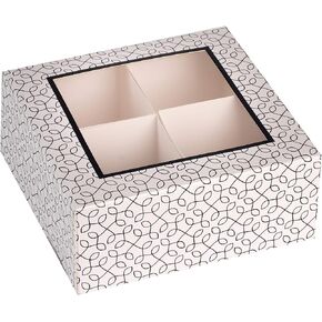 Hammont Window Box with Four Sections - 6 Pack - 6"x6"x2.5" - Black Colored Unique Design Bakery Boxes Perfect for Sharing Snacks and Cookies | 4 Insert Sections Gift Boxes in Saudi Arabia