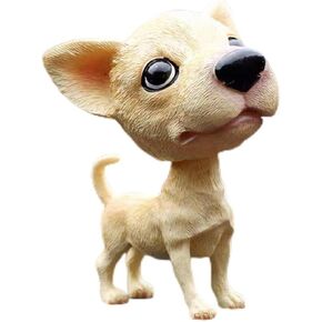 Resin Bobbing Head Dog Figurine Car Dashboard Decor Bobblehead Puppy Play Figurines for Home Office Desk Decoration Ornaments (Chihuahua)