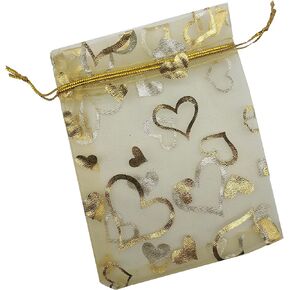 100pcs Mini Sheer Organza Wedding Favor Bags 3.5x4.5'' Luxury Jewelry Candy Gift Card Bags with Gold Line Drawstring Pouches Butterflies (Light Purple)