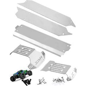 Rcarmumb Chassis Protect Armor Skid Plate Guard Upgrades Part for 1/10 WideMaxx V2 89086-4，Stainless Steel 5PCS Chassis Guard Plate Set RC Hops Up in Kuwait